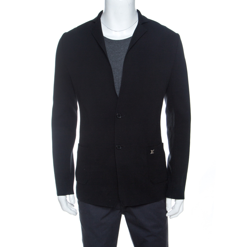 Pre Owned Louis Vuitton Black Knit Two Buttoned Blazer S