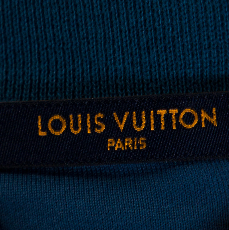 Louis Vuitton Blue Monogram Pattern Velvet Zip Front Jacket L For