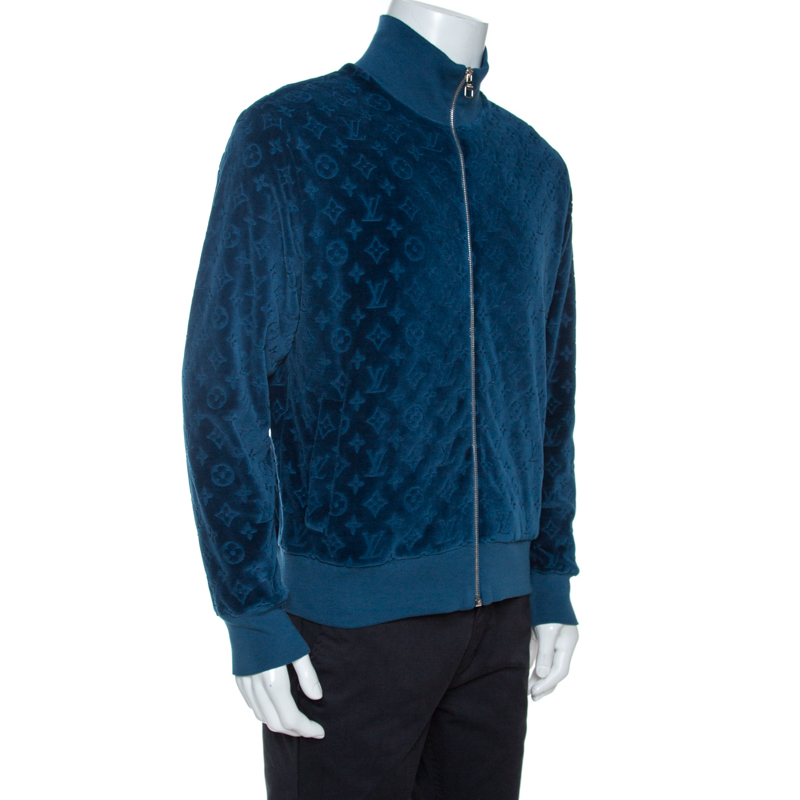 Louis Vuitton Blue Monogram Velvet Zip Front Jacket L Louis Vuitton | TLC