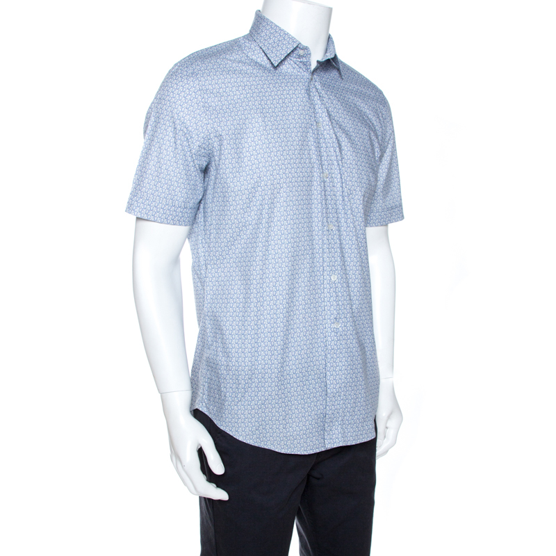 

Louis Vuitton Light Blue Cotton 1904 Monogram Short Sleeve Shirt