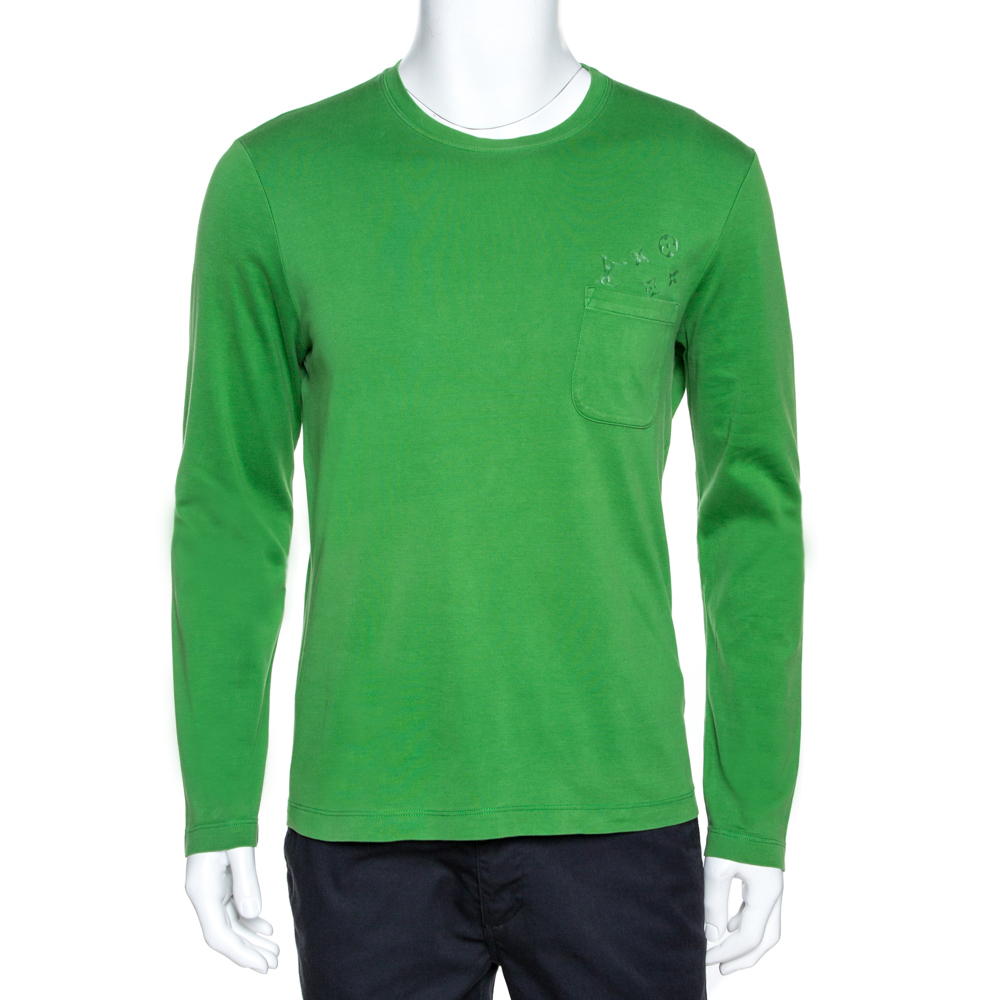 Louis Vuitton Green Cotton Monogram Detail Long Sleeve T-Shirt M Louis Vuitton | TLC