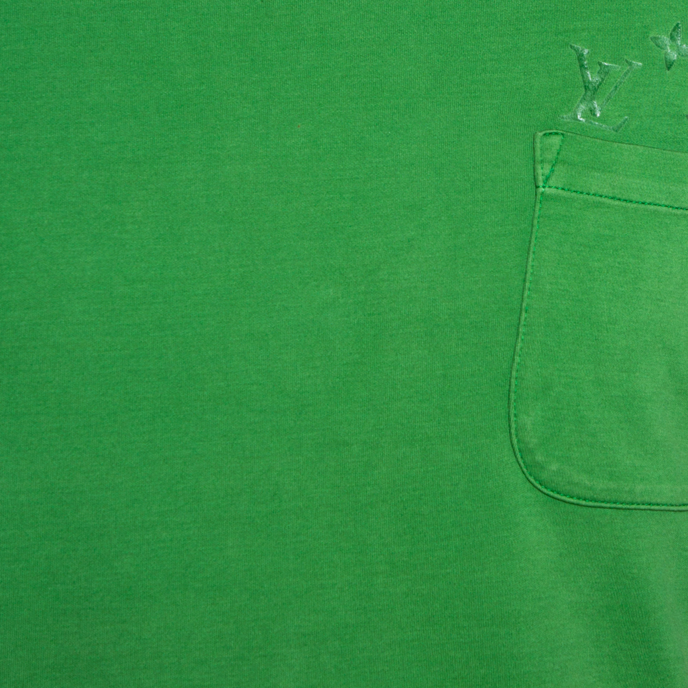 Louis Vuitton Green Cotton Monogram Detail Long Sleeve T-Shirt M