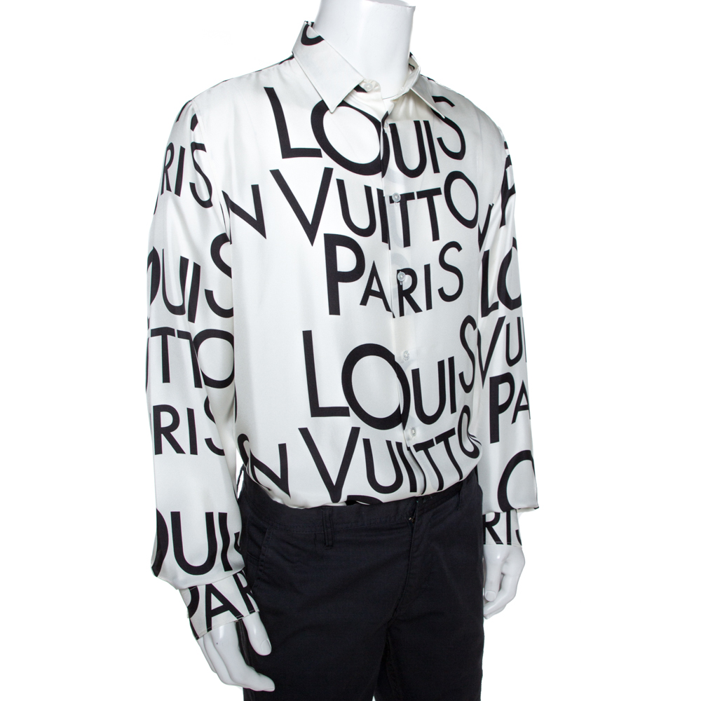 Louis Vuitton Monochrome Logo Print Silk Regular Fit Shirt 4XL Louis Vuitton | TLC