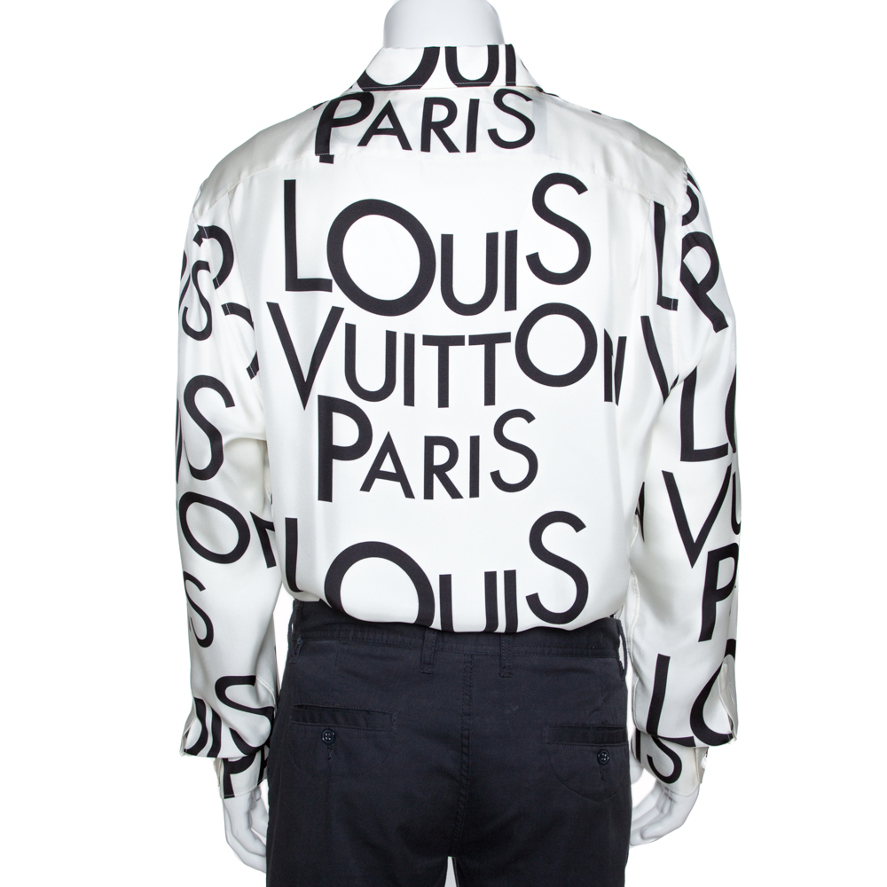 Louis Vuitton Monochrome Logo Print Silk Regular Fit Shirt 4XL Louis Vuitton | TLC