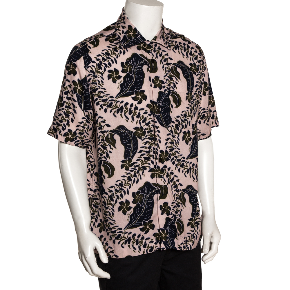 Louis Vuitton Pink Floral Printed Hawaiian Shirt L Louis Vuitton | TLC