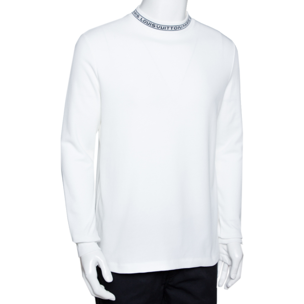 

Louis Vuitton White Cotton Logo Collar Long Sleeve T-Shirt