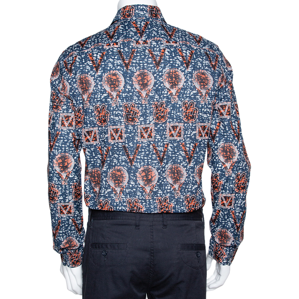 Louis Vuitton Navy Blue Printed Cotton Long Sleeve Shirt L Louis Vuitton | TLC