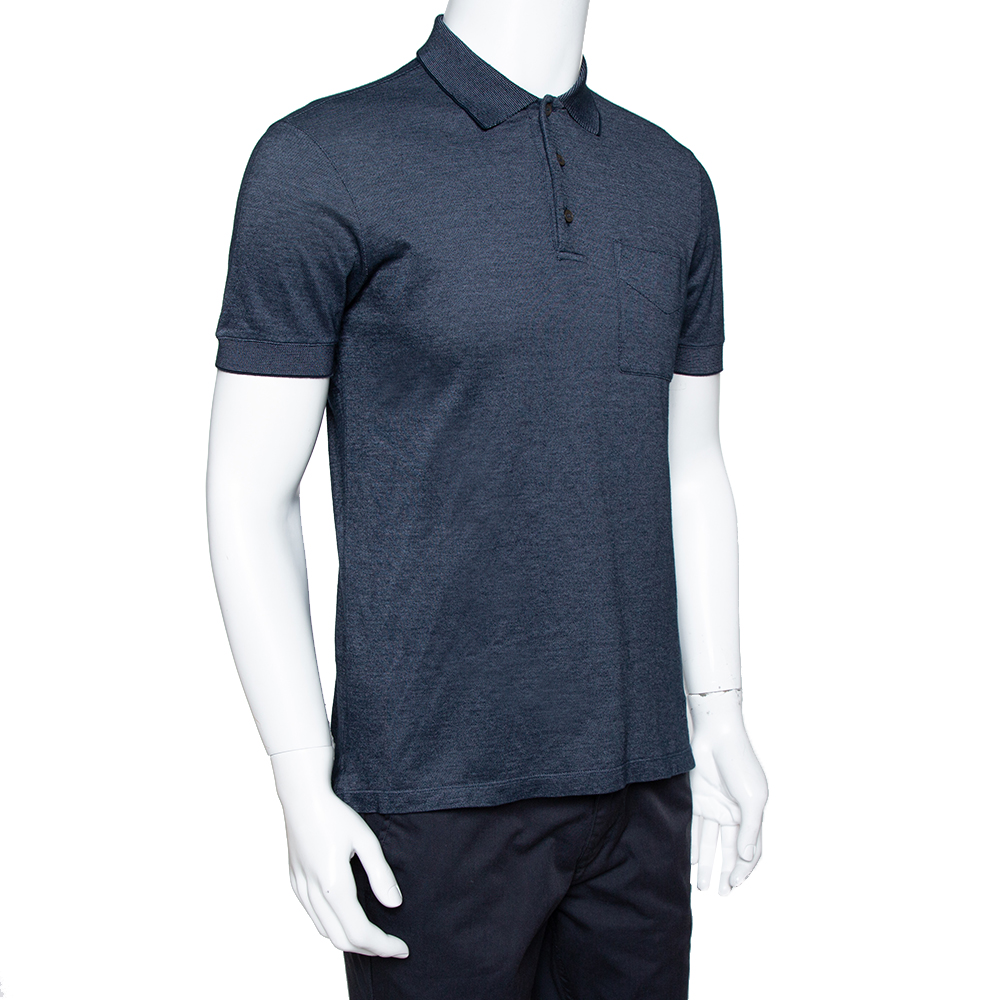 

Louis Vuitton Hale Navy Cotton Pique Polo T Shirt, Navy blue