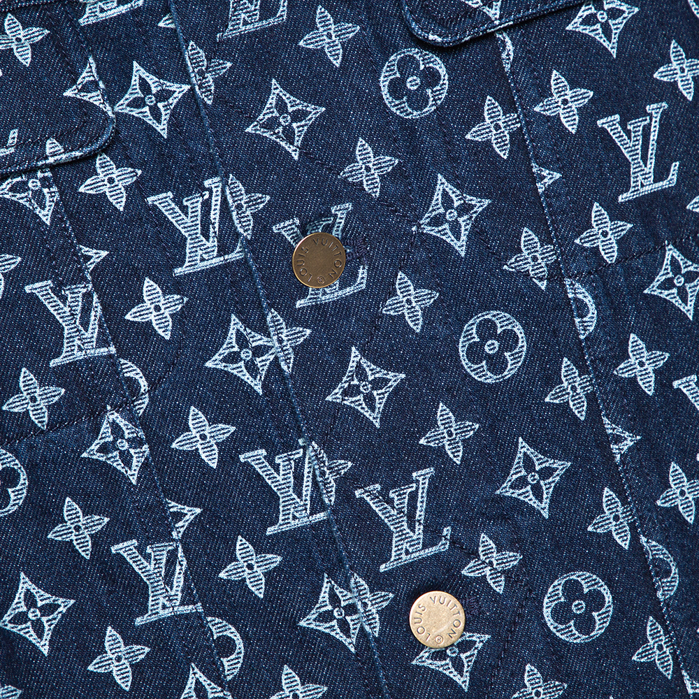 Louis Vuitton Flocked Monogram Denim Jacket Navy. Size 36