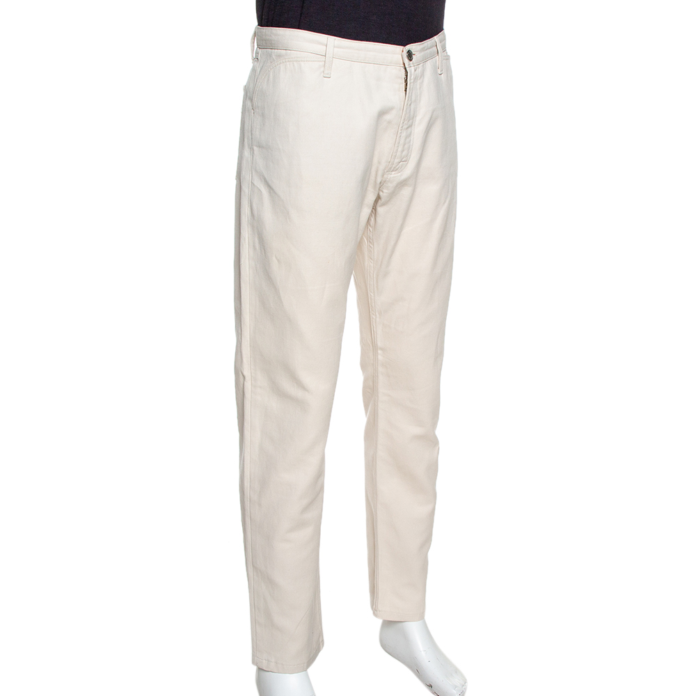 

Louis Vuitton Cream Cotton & Linen Regular Fit Trousers