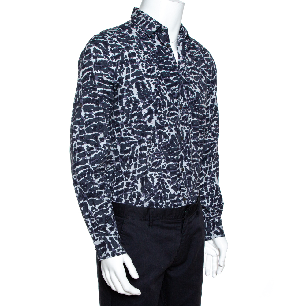 

Louis Vuitton Navy Blue Printed Cotton Long Sleeve Shirt