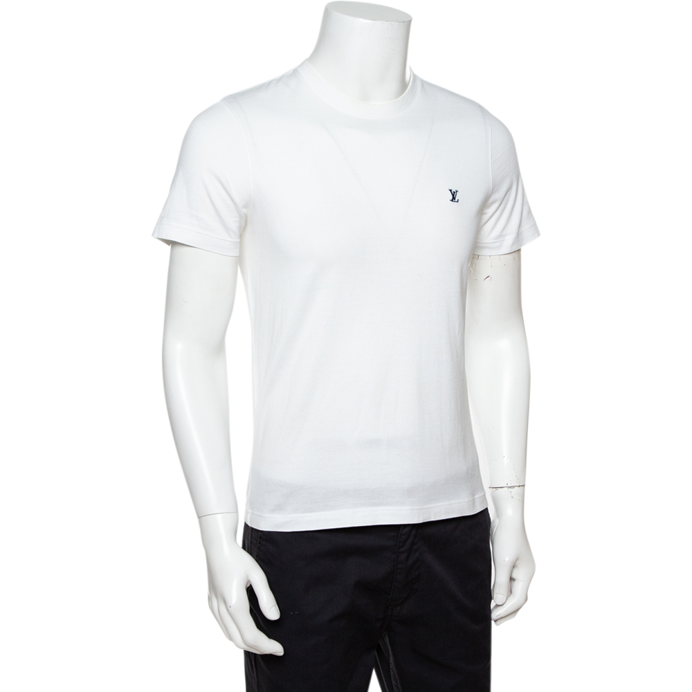 

Louis Vuitton White Cotton Logo Embroidered Crew Neck T-Shirt