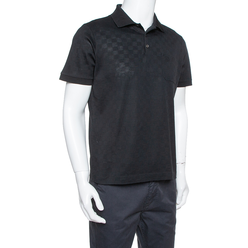 

Louis Vuitto Black Cotton Damier Pique Polo T-Shirt