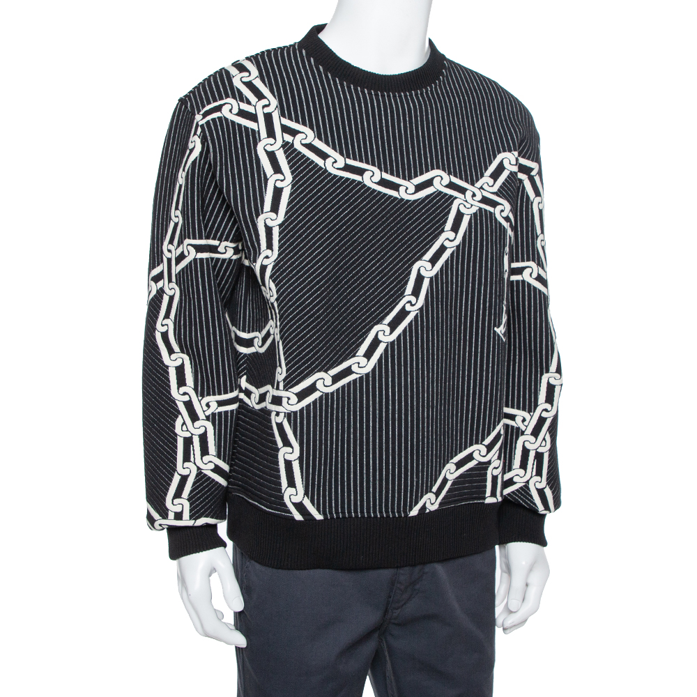 

Louis Vuitton Monochrome Knit 3D Effect Chain Link Crewneck Sweatshirt, Black