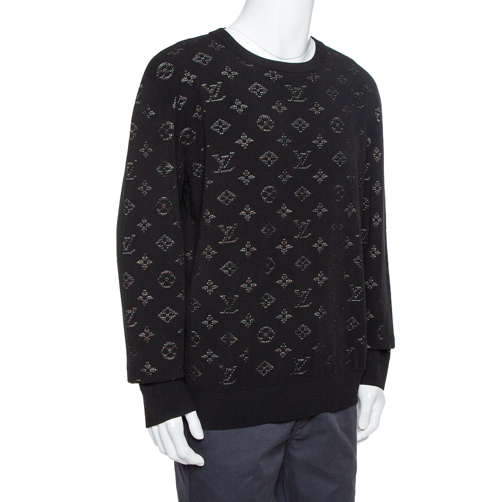 

Louis Vuitton Black Knit Drop Needle Monogram Crewneck Sweatshirt