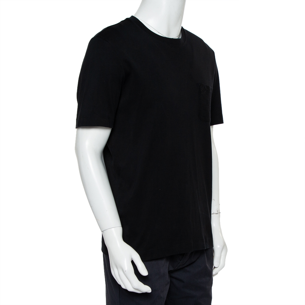 

Louis Vuitton Black Cotton Damier Pocket Crewneck T-Shirt