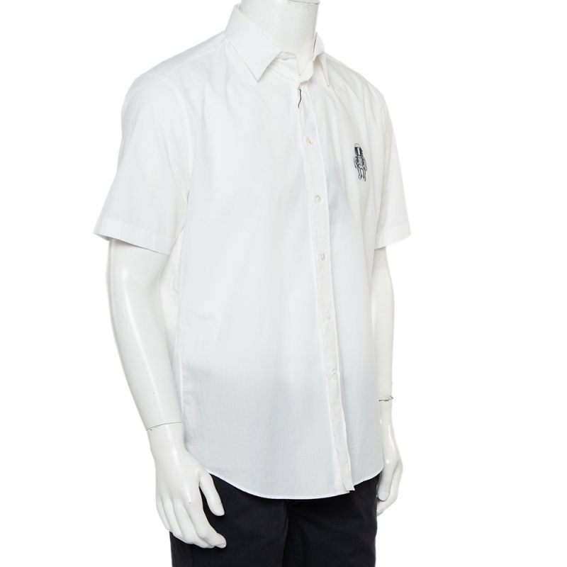 

Louis Vuitton White Cotton Spaceman Regular Fit Short Sleeve Shirt