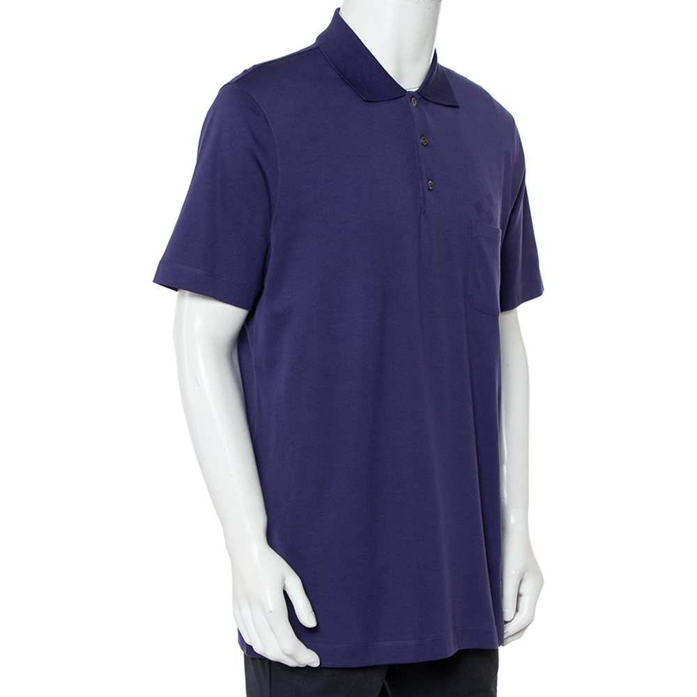 

Louis Vuitton Purple Logo Printed Cotton Pique Polo T-Shirt