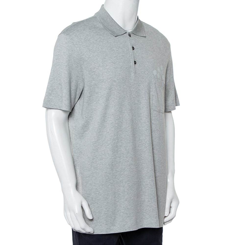 

Louis Vuitton Grey Cotton Pique Damier Patch Pocket Detail Polo T-Shirt
