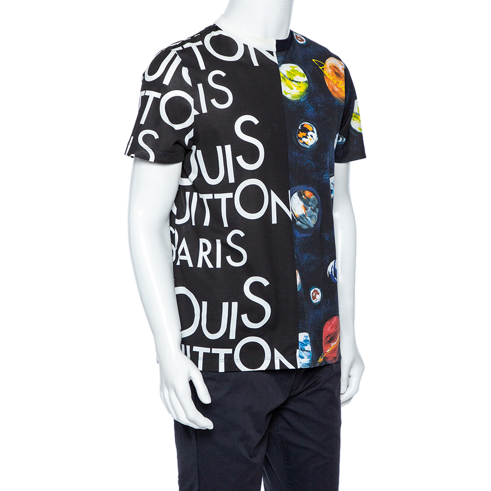 

Louis Vuitton Black Split Hawaiian Galaxy Print Cotton Crew Neck T-Shirt