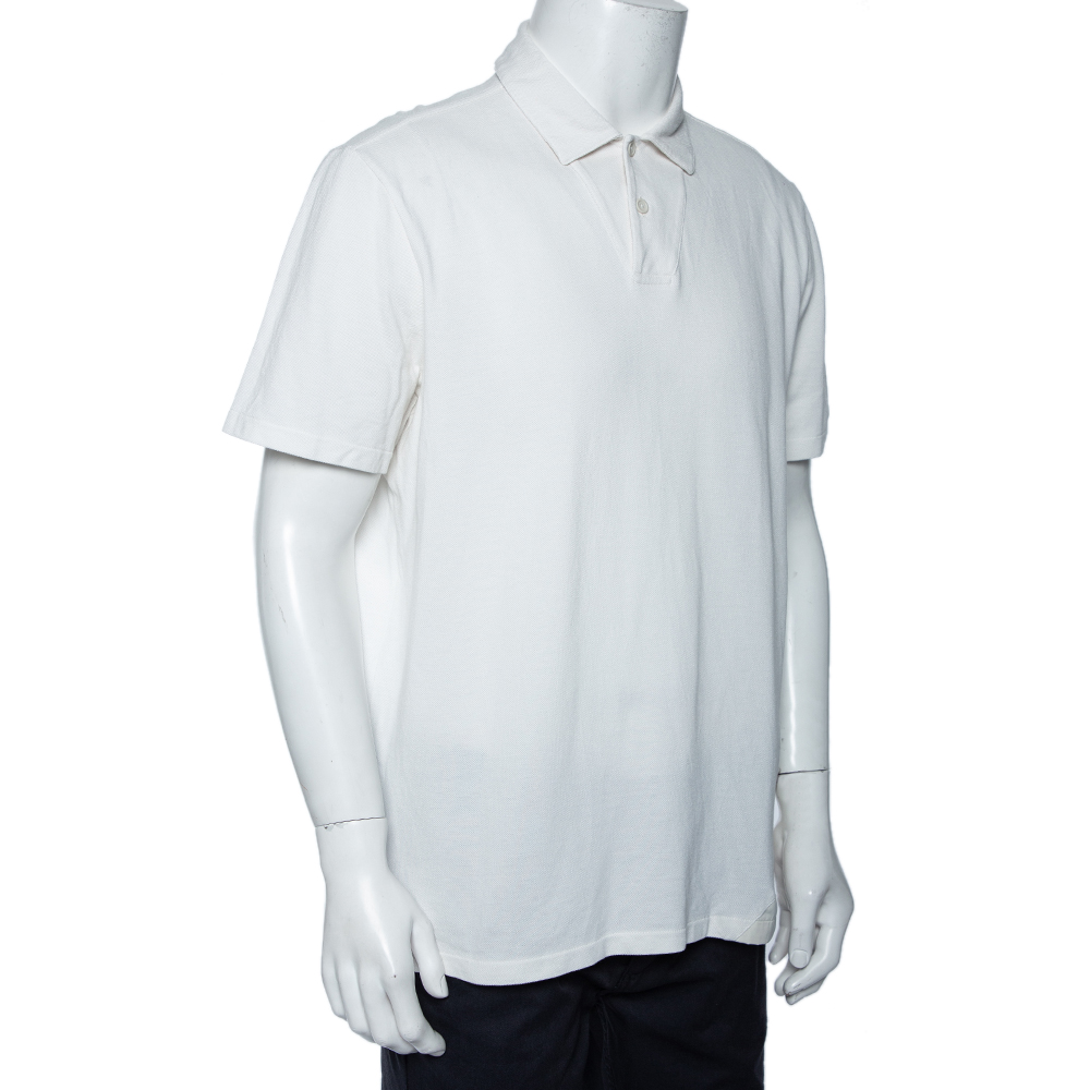 

Louis Vuitton White Cotton Pique Contrast Detail Polo T-Shirt