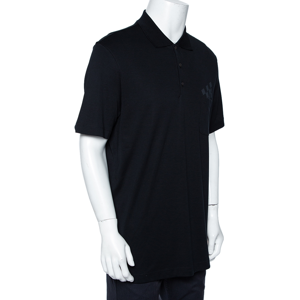 

Louis Vuitton Black Cotton Damier Pocket Printed Polo T-Shirt