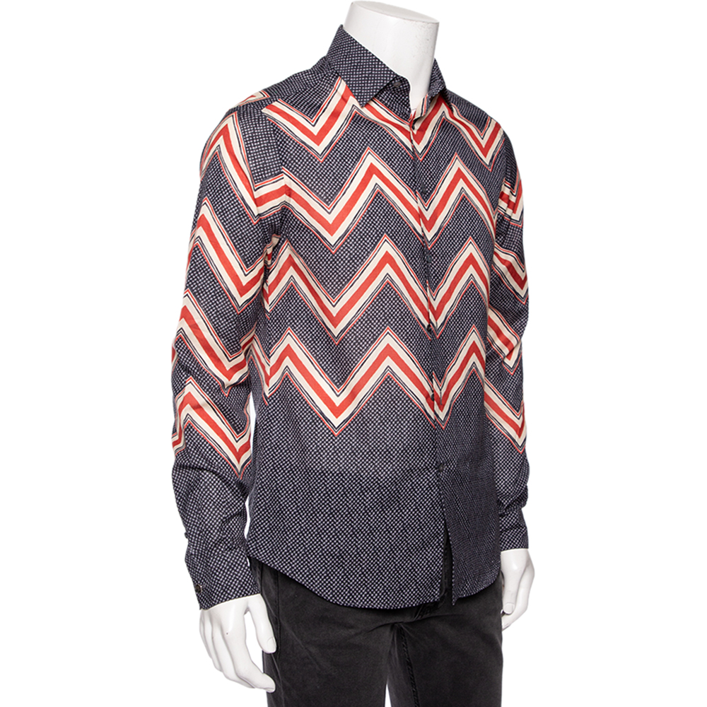 

Louis Vuitton Multicolor Zig Zag Printed Cotton Button Front Shirt