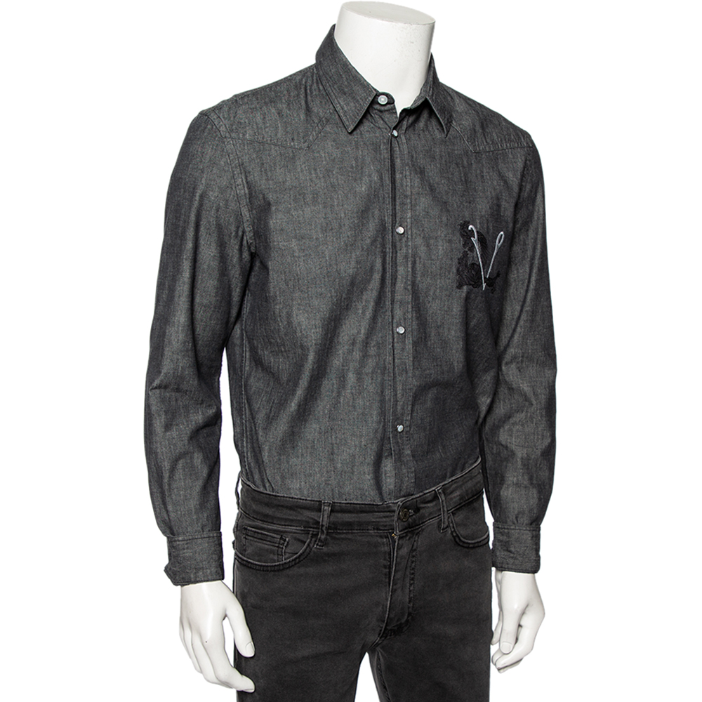 

Louis Vuitton Charcoal Grey Lightweight Denim Button Front Shirt