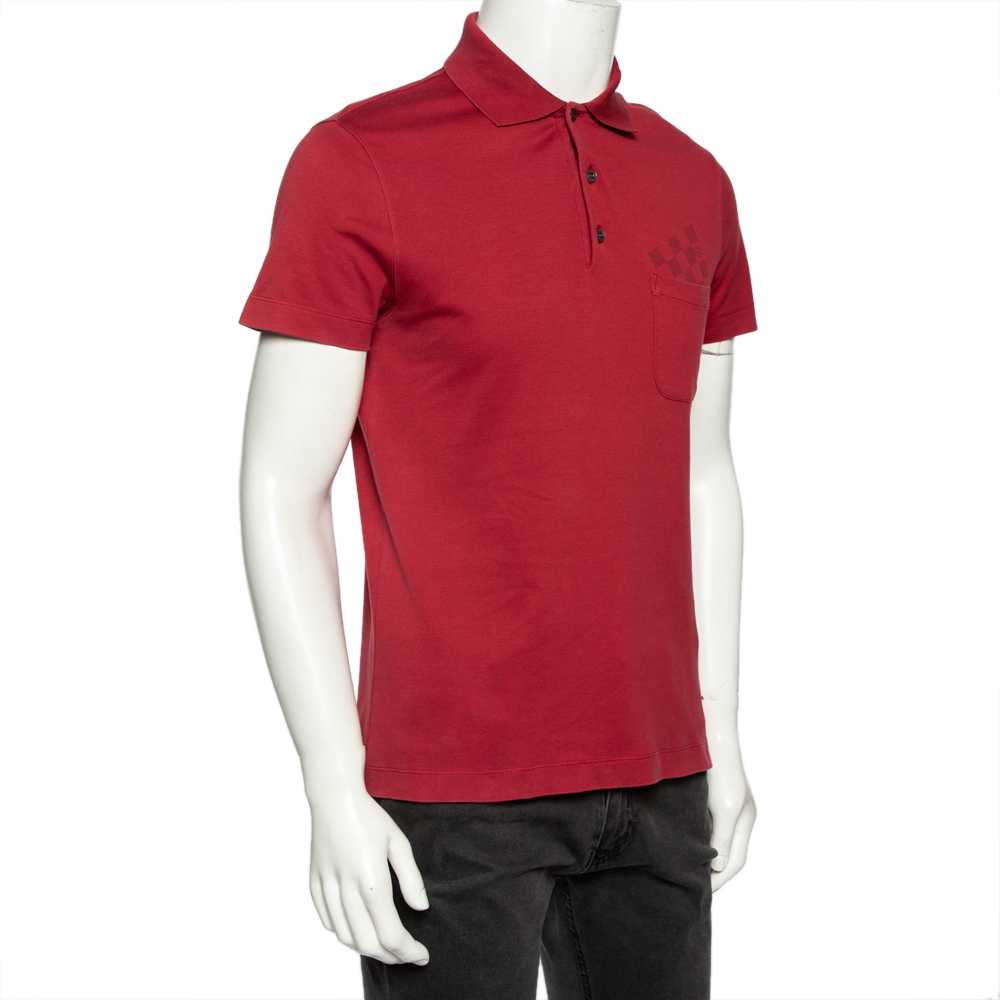 

Louis Vuitton Red Cotton Damier Pocket Detail Polo T-Shirt