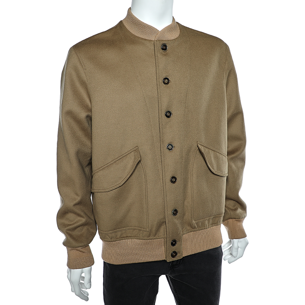 

Louis Vuitton Khaki Brown Wool Button Front Jacket