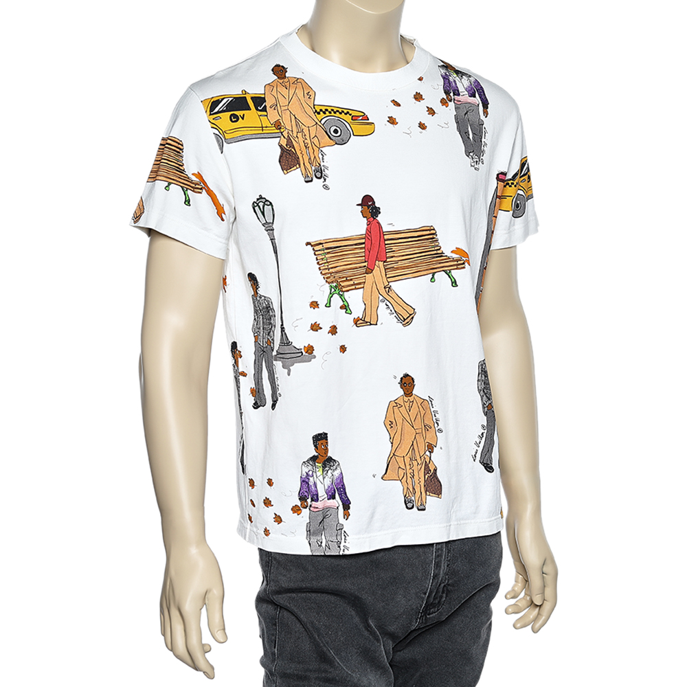 

Louis Vuitton White Printed Cotton Short Sleeve T-Shirt