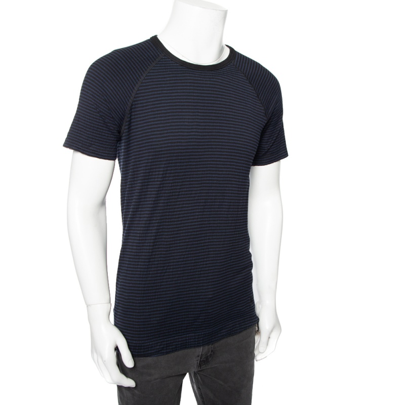 

Louis Vuitton Navy Blue & Black Striped Cotton Knit T-Shirt