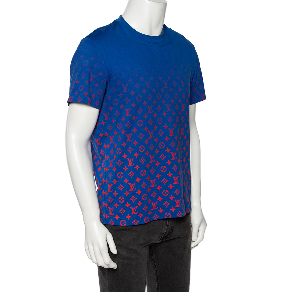 

Louis Vuitton Blue Gradient Monogram Print Cotton Short Sleeve T-Shirt