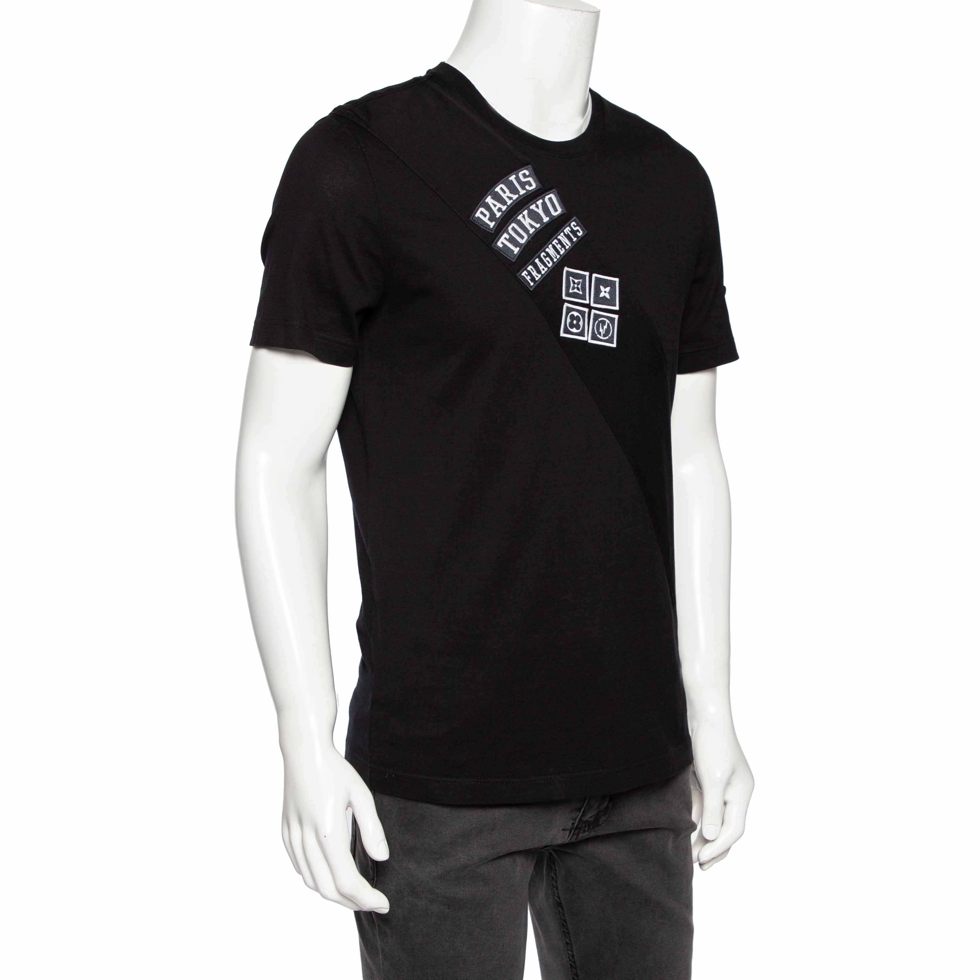 

Louis Vuitton Black Cotton Logo Patch Appliqued Short Sleeve T-Shirt