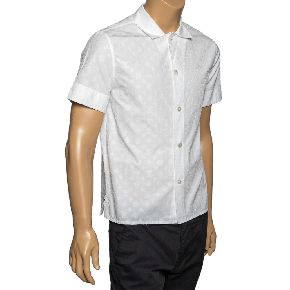 

Louis Vuitton White Logo Detail Cotton Baseball Shirt