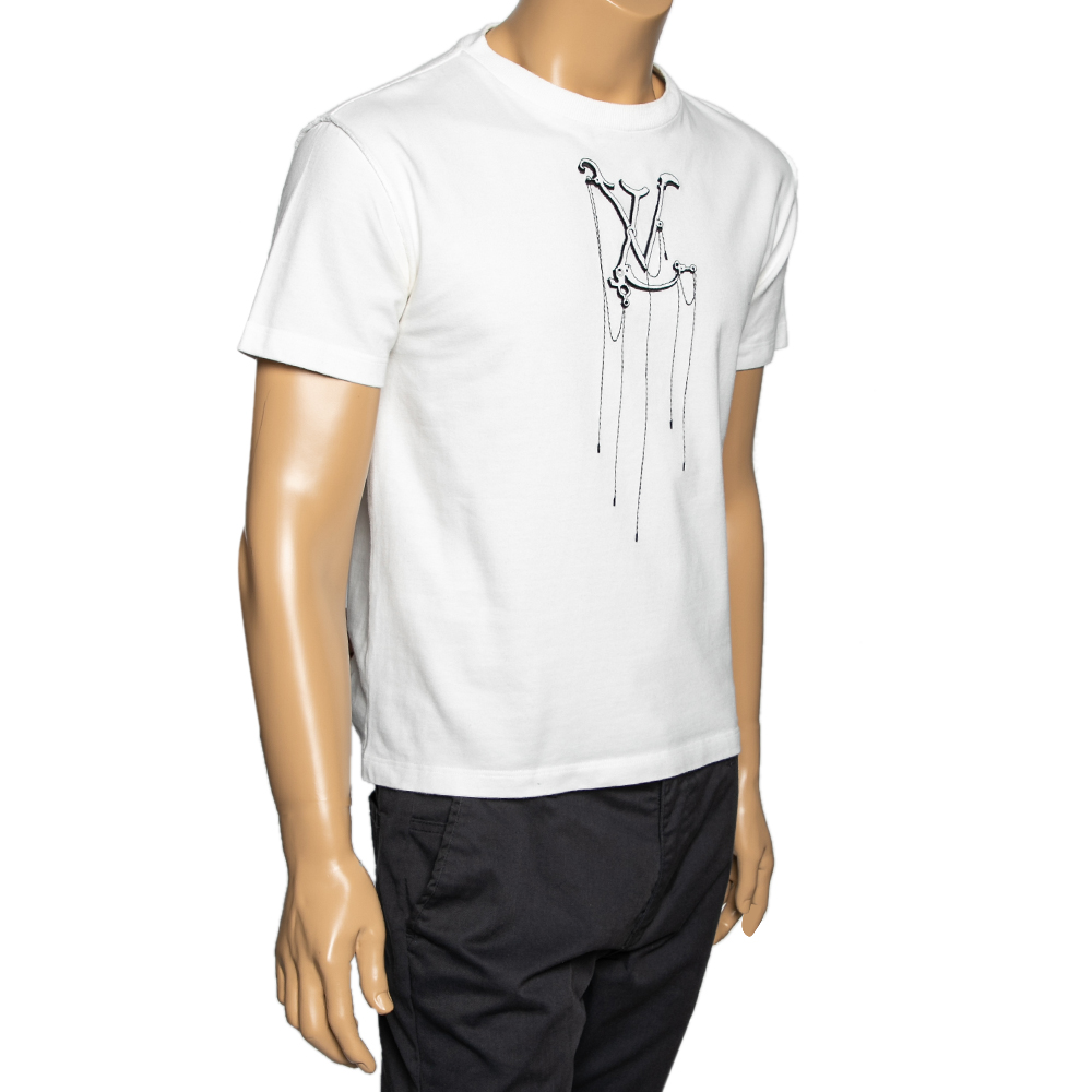 

Louis Vuitton White Cotton LV Pendant Crew Neck Short Sleeve T-shirt