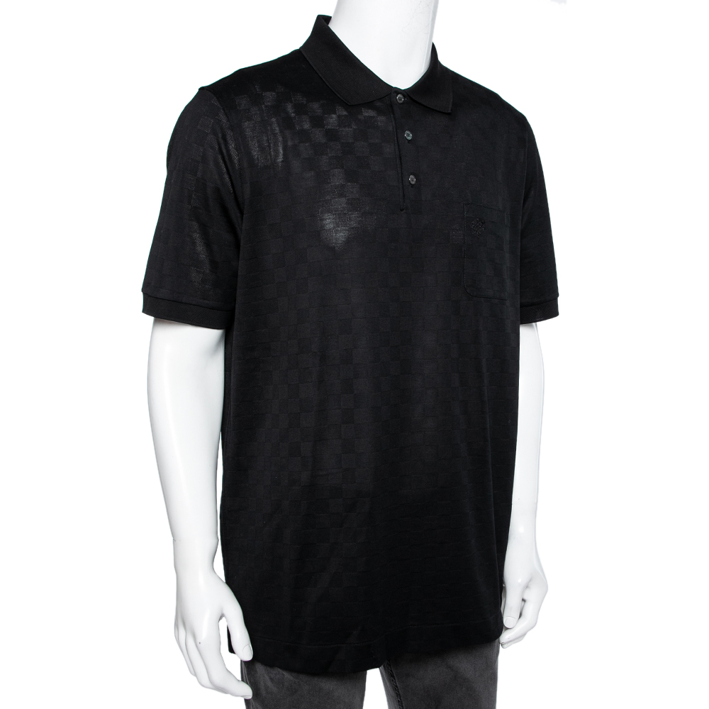 

Louis Vuitton Black Textured Cotton Polo T-Shirt