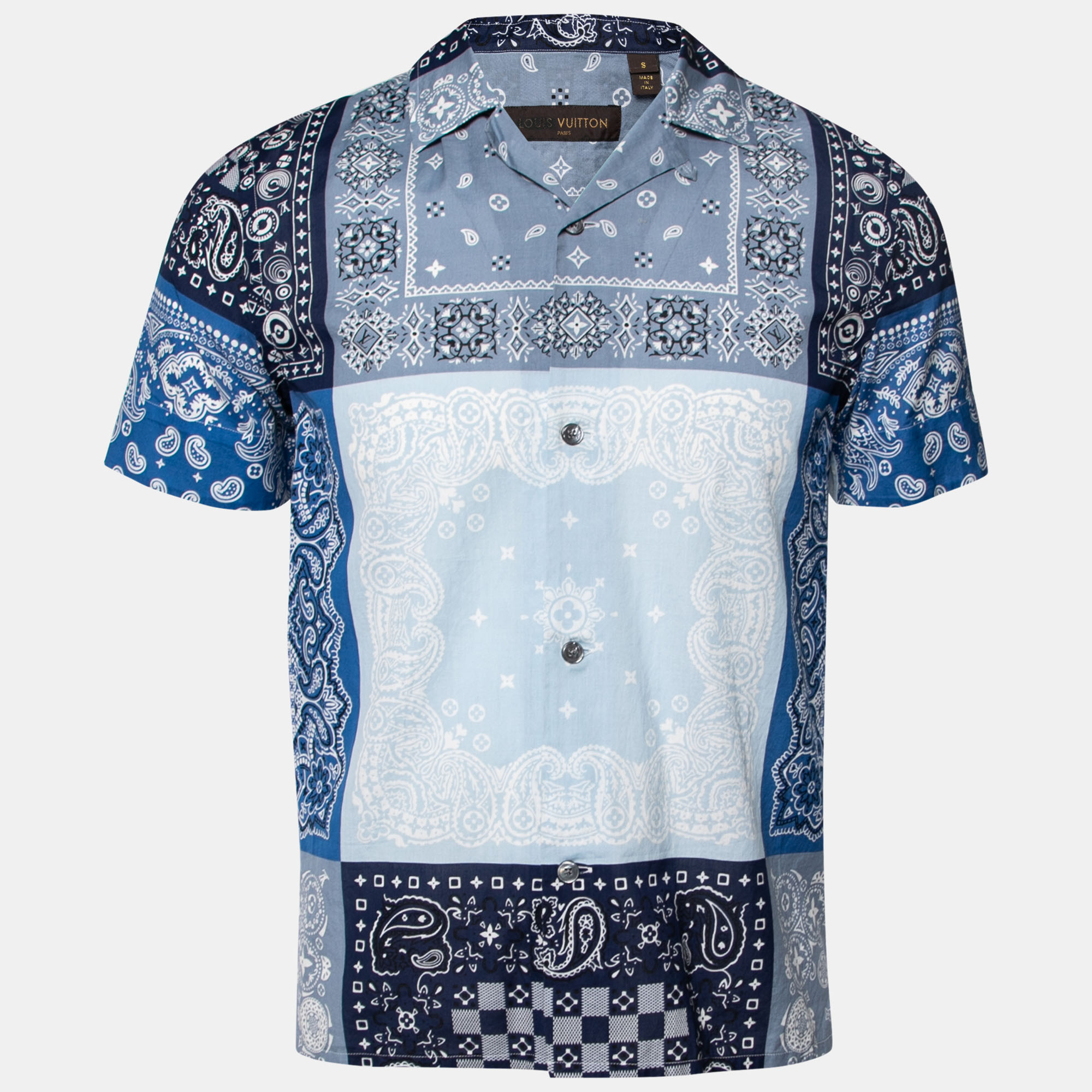 Pre-owned Blue Paisley Bandana Printed Cotton Baseball Shirt S