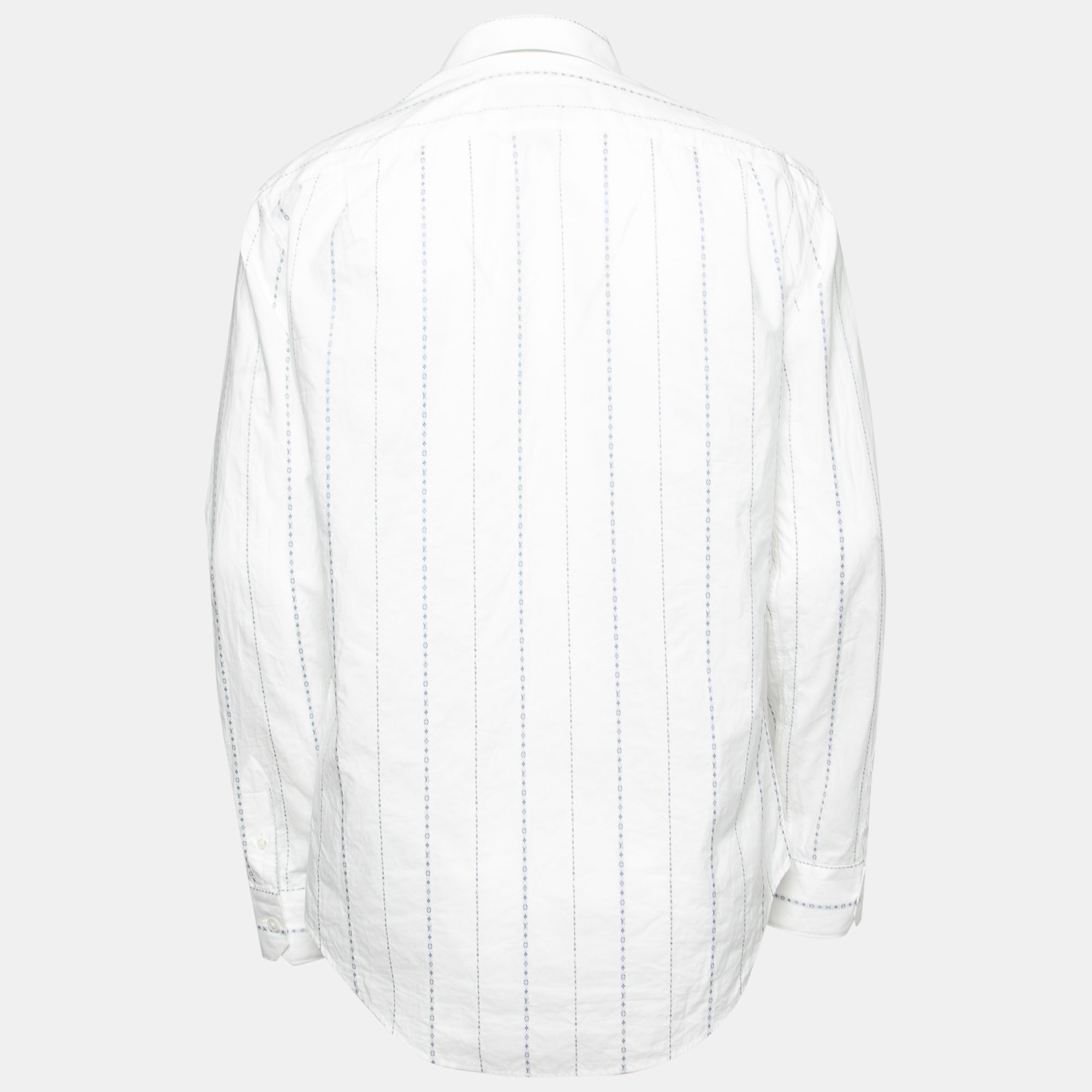 

Louis Vuitton White Cotton Logo Embroidered Button Front Shirt