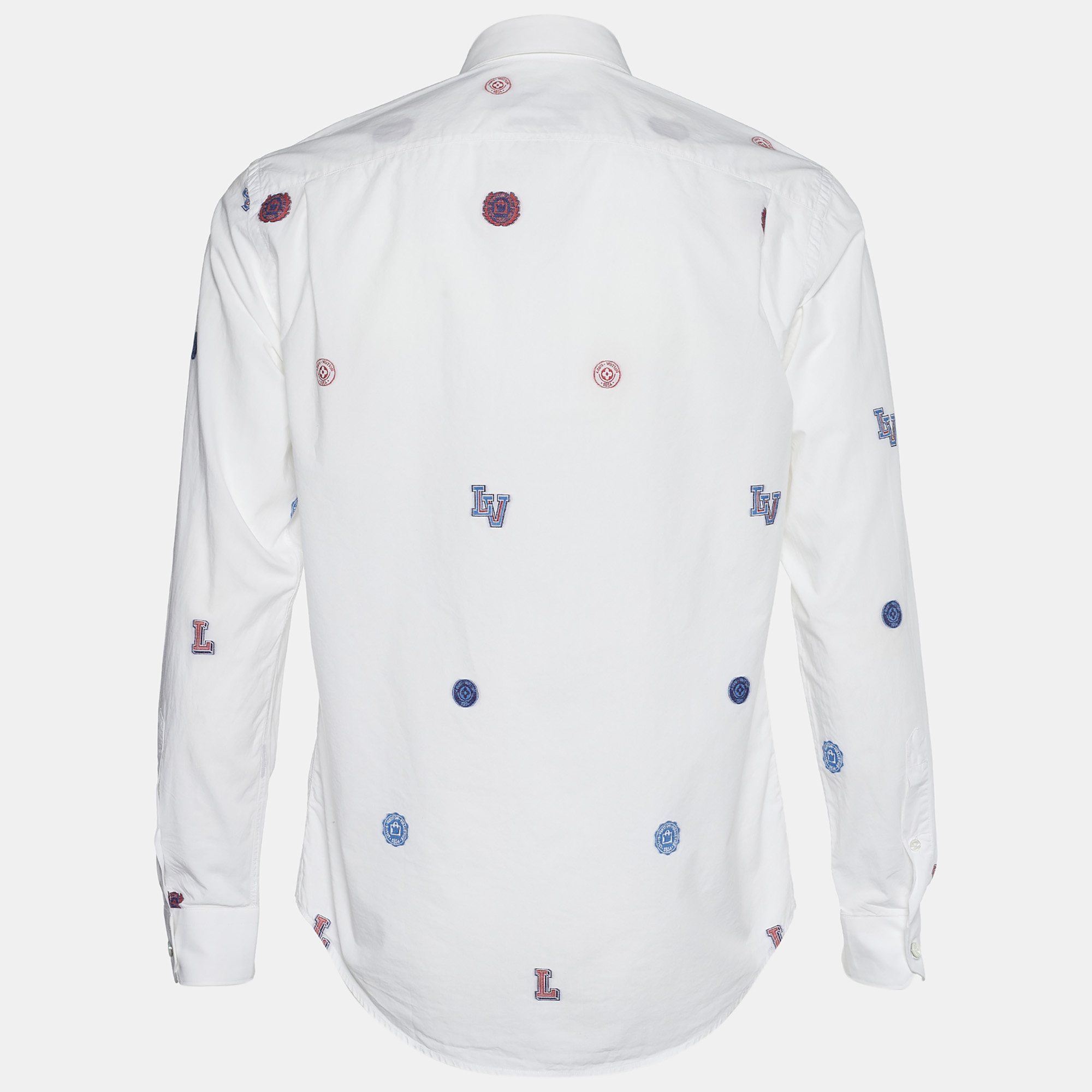 

Louis Vuitton White Logo Print Cotton Button Front Shirt