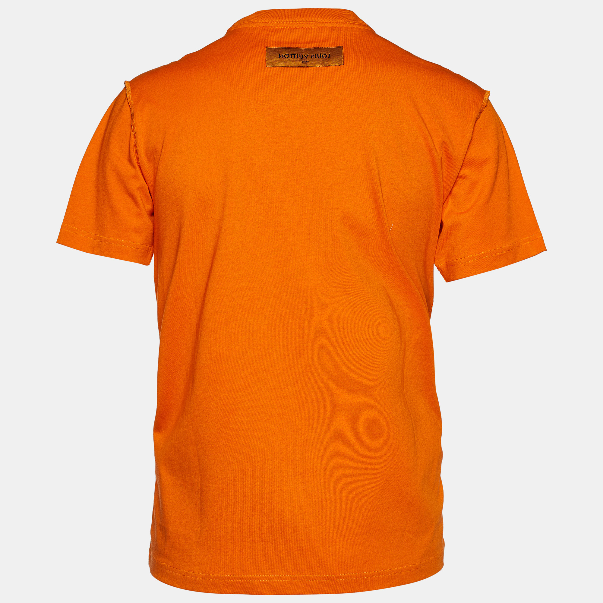 

Louis Vuitton Orange Cotton 3D Pocket Detail Crewneck T-Shirt