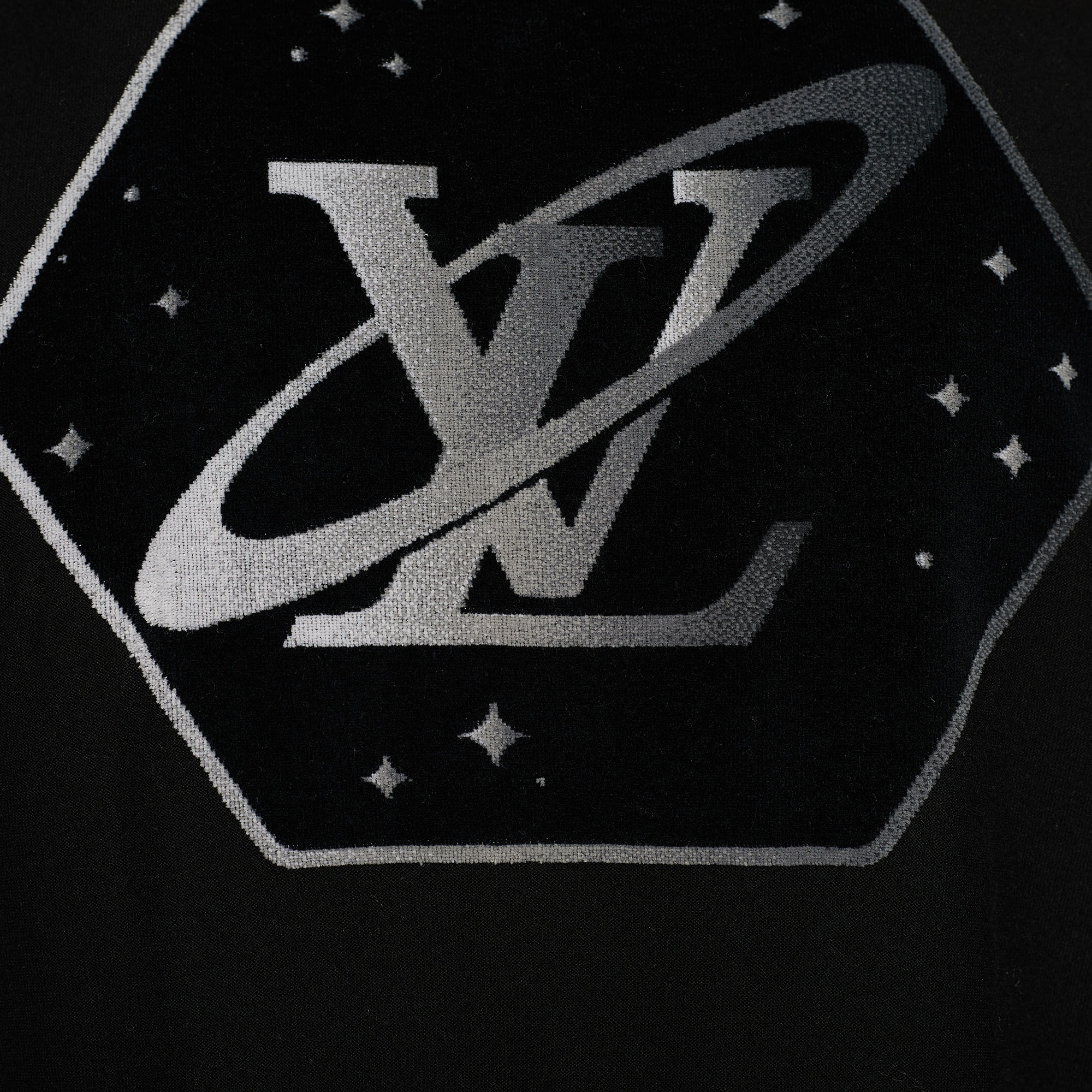 Louis Vuitton Cream Jacquard Velour Spaceman Motif Cotton T-Shirt XL