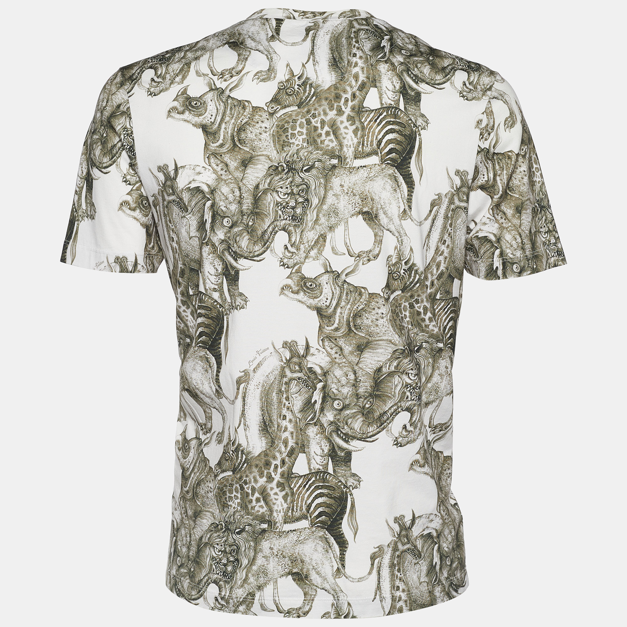 

Louis Vuitton x Chapman Brothers Olive Green Animals Print Cotton T-Shirt