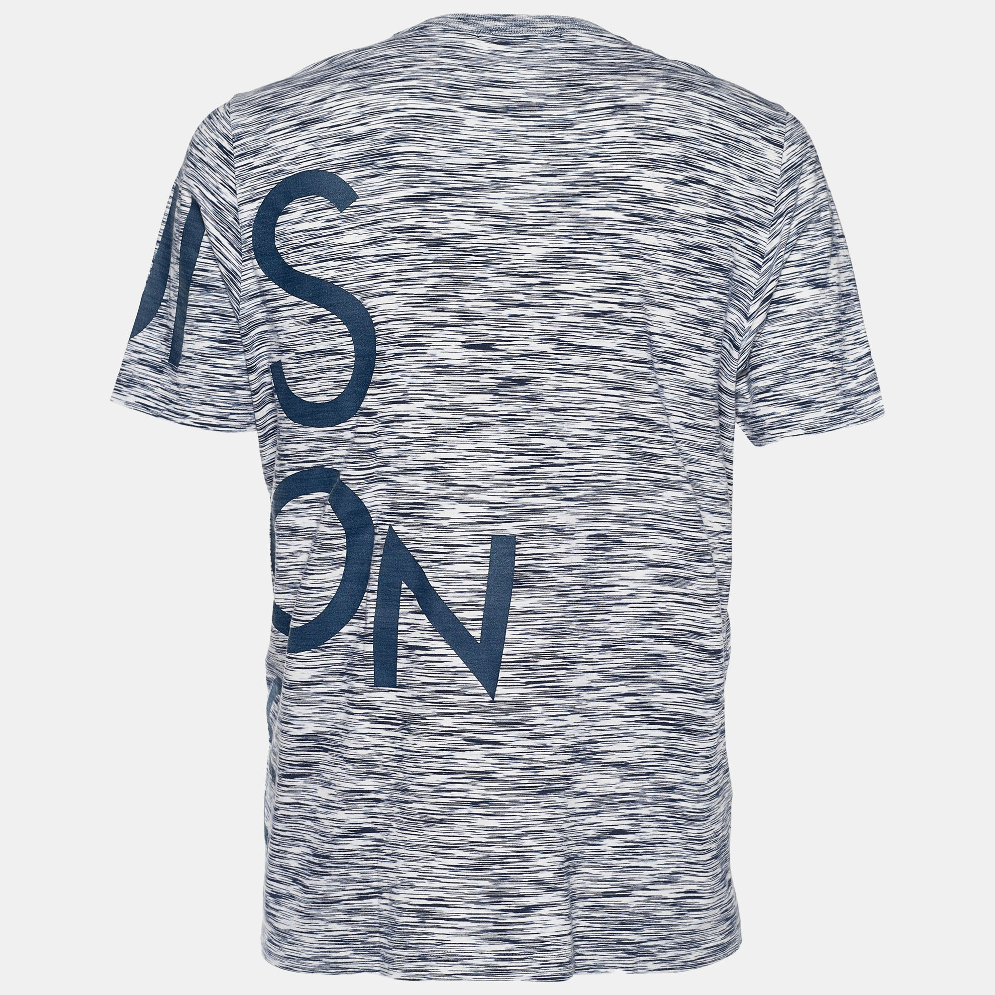 

Louis Vuitton Dark Blue Logo Print Striped Cotton Knit T-Shirt