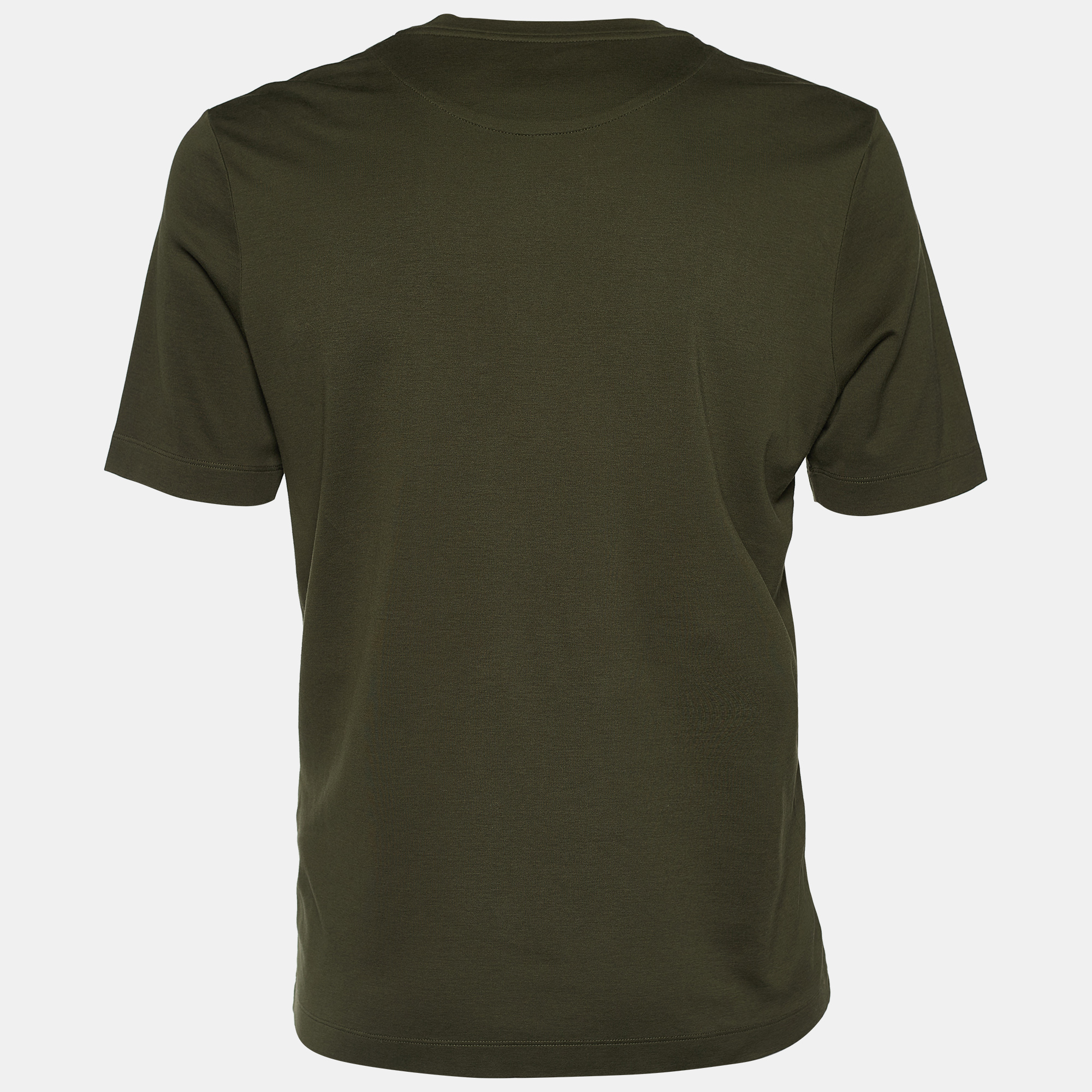 

Louis Vuitton Dark Green Cotton Damier Pocket Detail Crew Neck T-Shirt