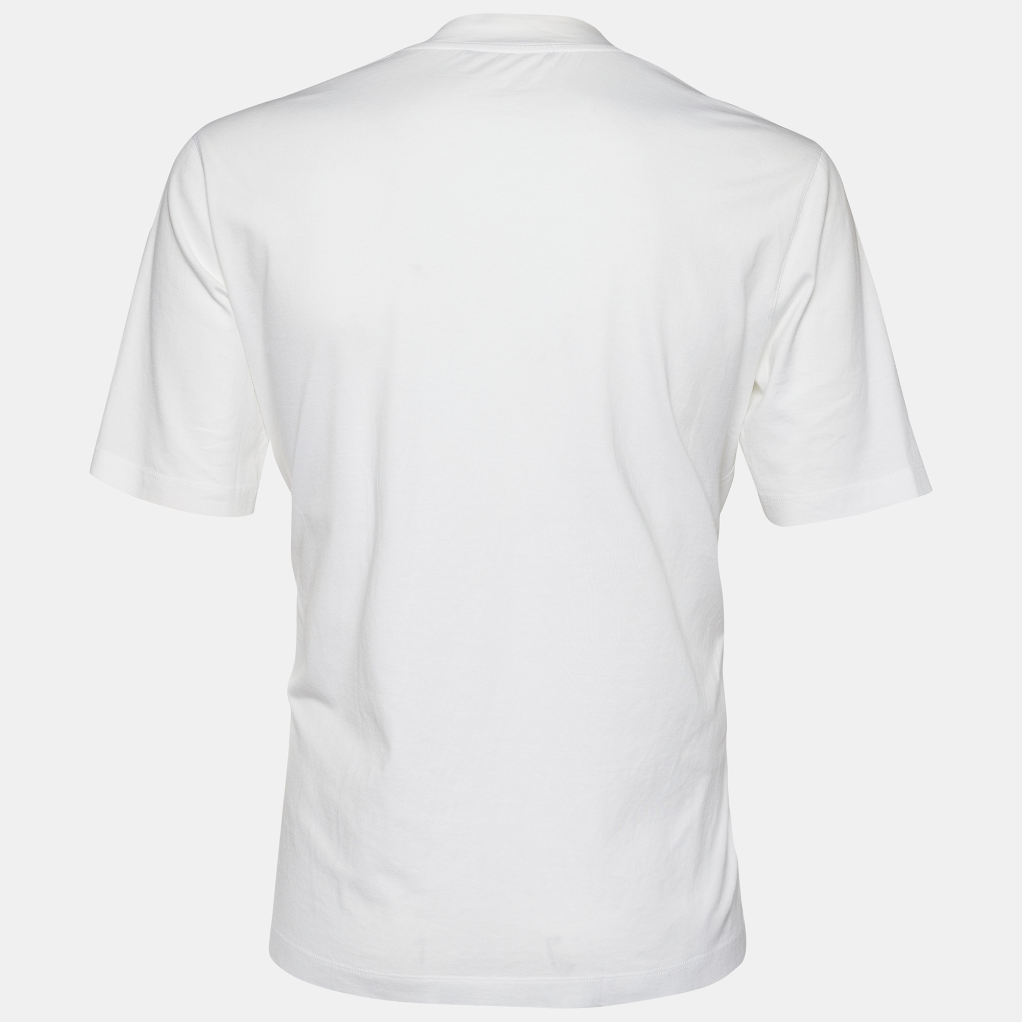 

Louis Vuitton White Jersey Logo Embroidered High Neck T-Shirt