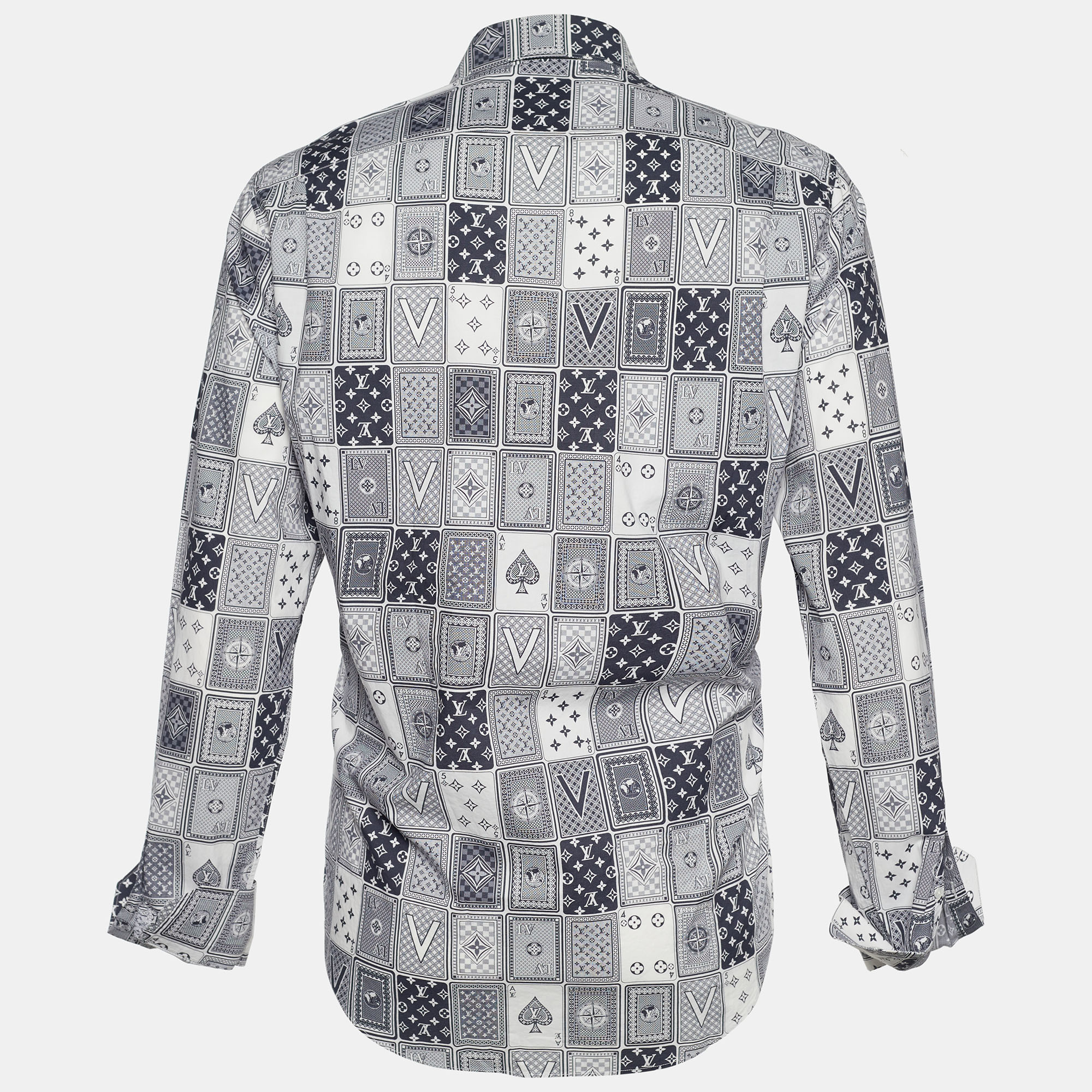 

Louis Vuitton Blue LV Cards Print Cotton Regular Fit Shirt