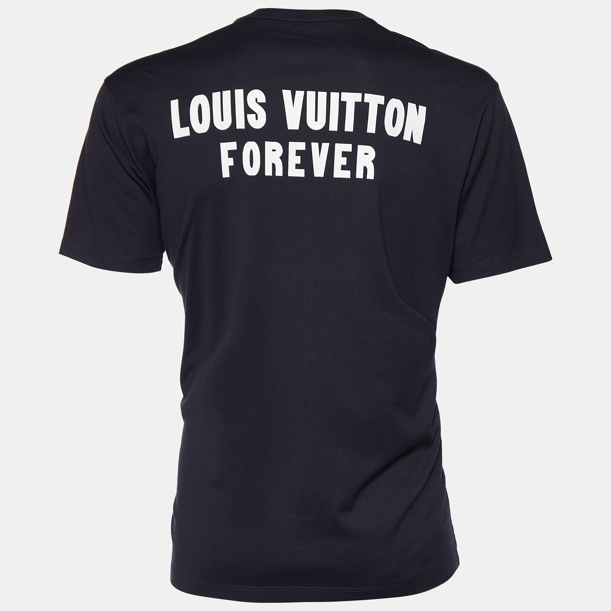 

Louis Vuitton Midnight Blue LV Forever Print Cotton Crew Neck T-Shirt, Navy blue