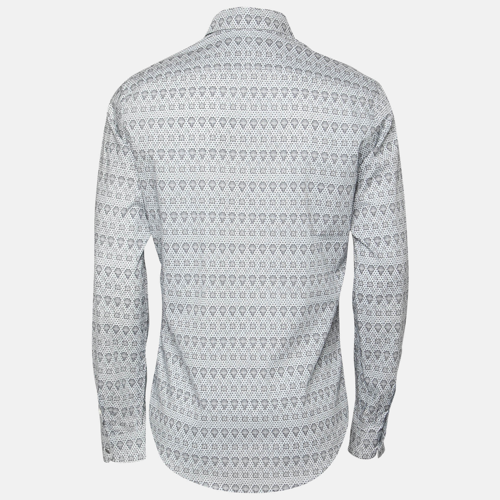 

Louis Vuitton Grey Printed Cotton Button Front Shirt