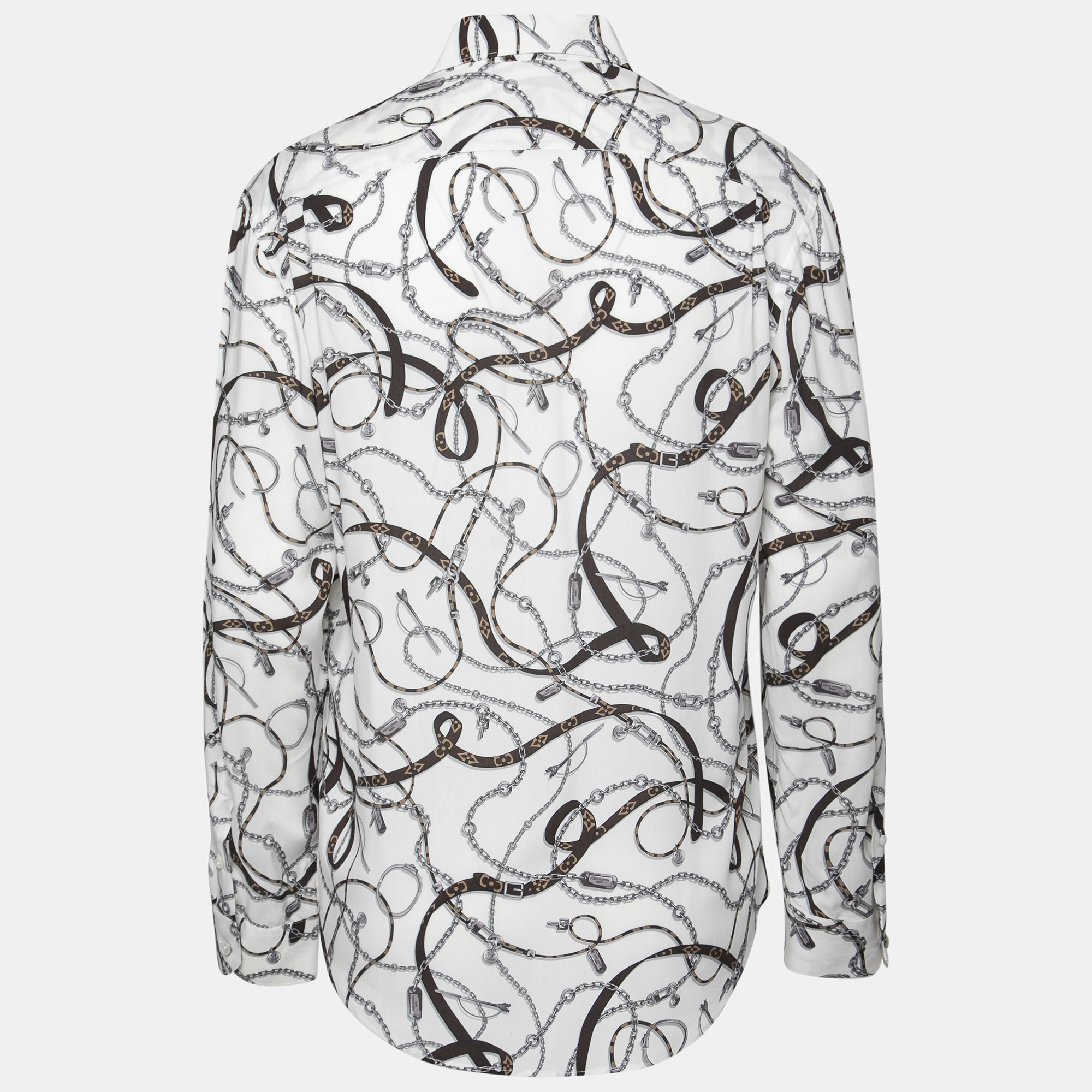 

Louis Vuitton White Chain Printed Twill Button Front Shirt
